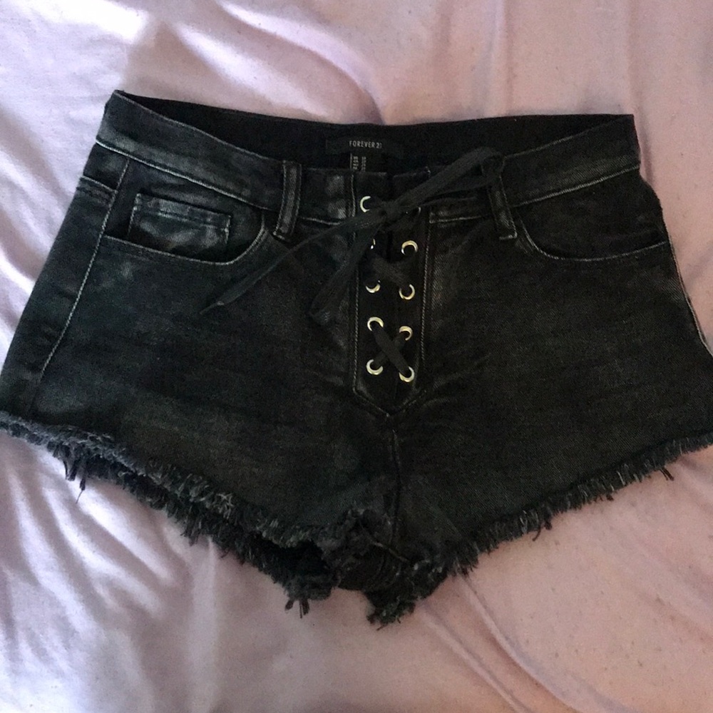Forever 21 laced up black shorts
